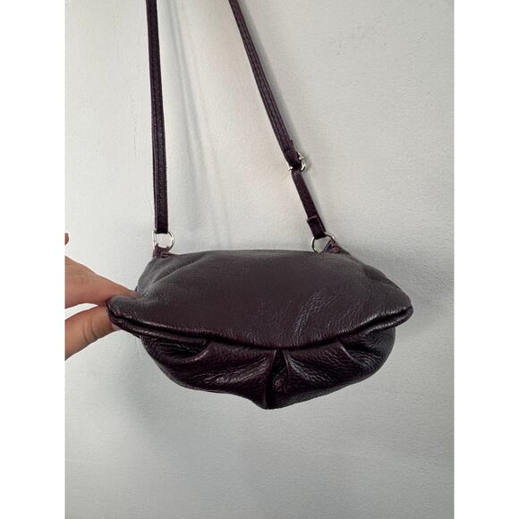 VTG Lavorazione Artigianale Handbag Deep Purple Eggplant Italian Leather Bow Bag - Picture 5 of 8